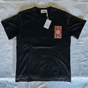 Casablanca Black Short Sleeve Tee with Orange Chest Graphic Logo!